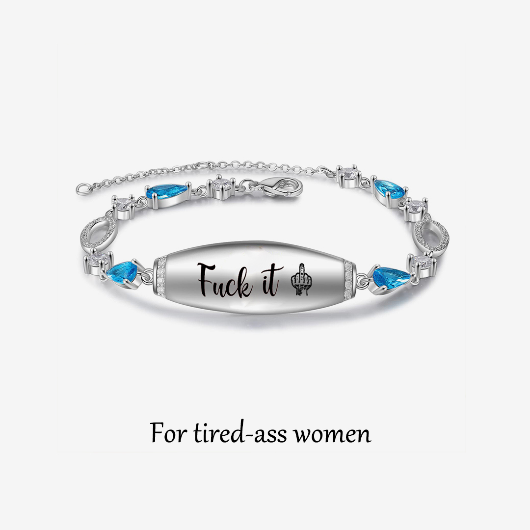 Fuck It Engraved Blue Diamond Bracelet