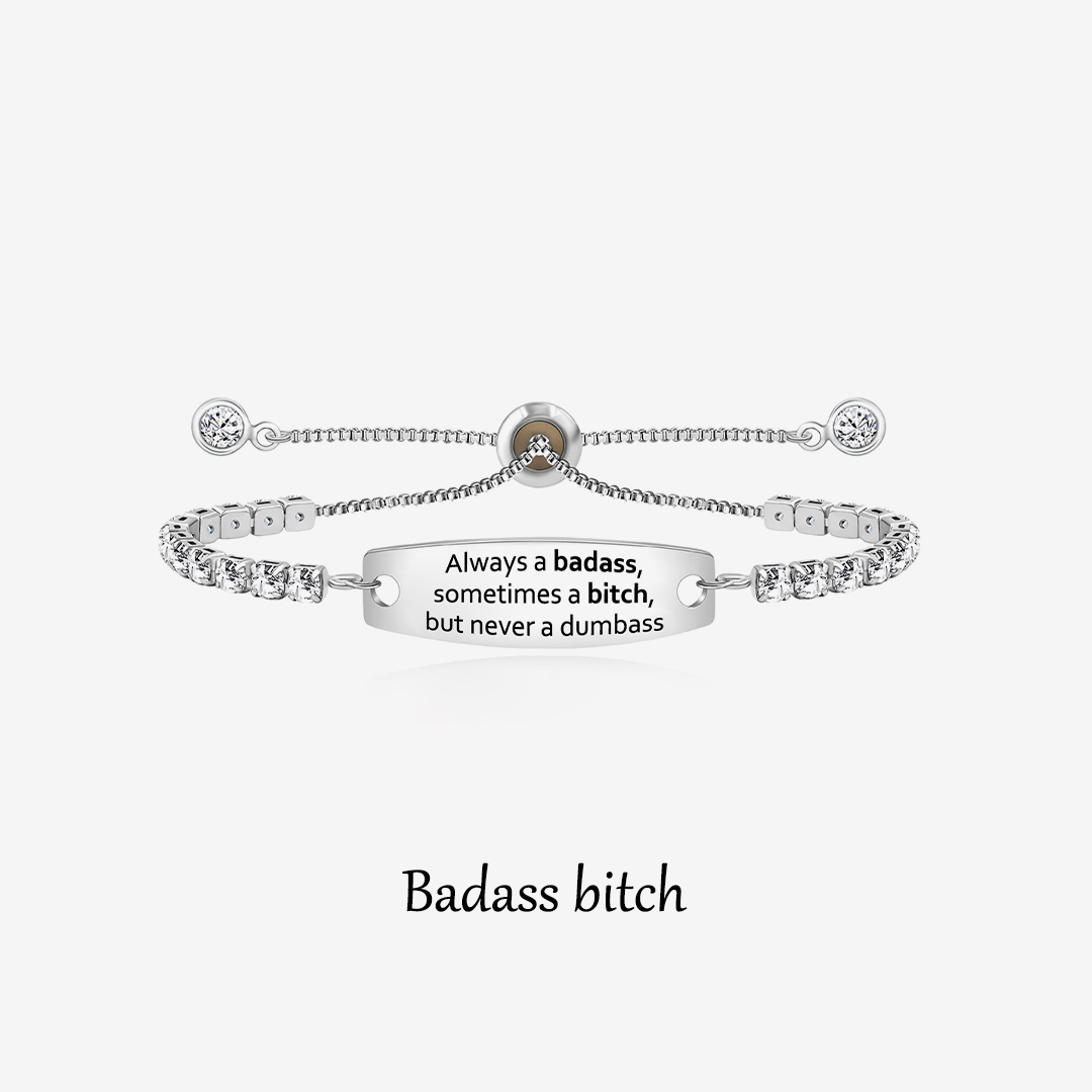 Badass Bitch Engraved Tennis Bracelet