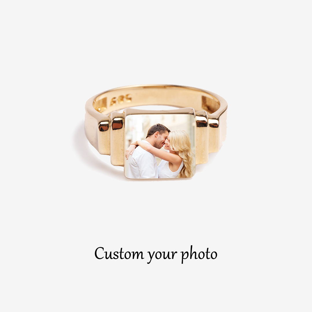 S925 Photo Custom Dainty Square Ring
