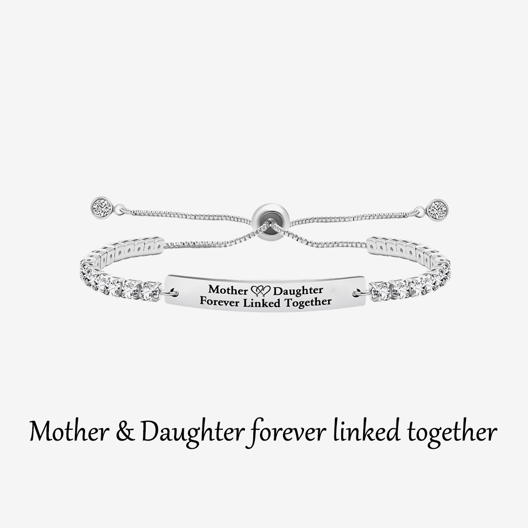 Mother and Daughter Forever Linked Together Long Strip Tennis Bracelet