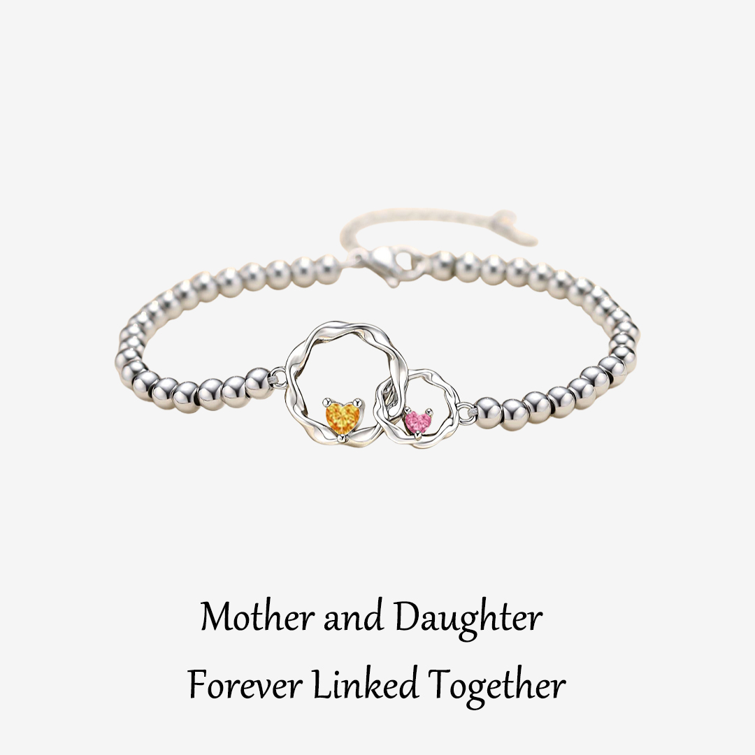 For Mother/Daughter - Customized Birthstones Interlocking Beaded Bracelet