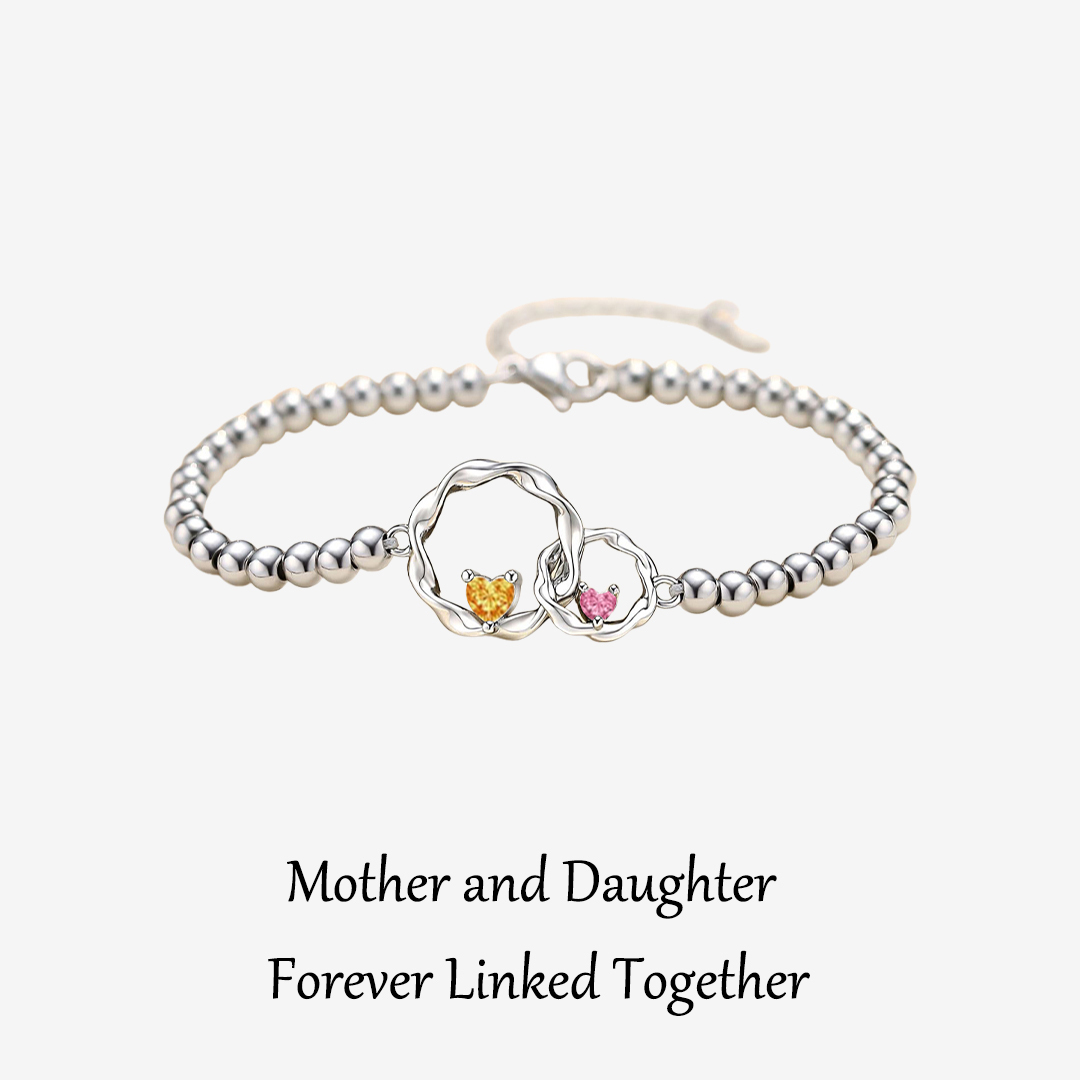 For Mother/Daughter - Customized Birthstones Interlocking Beaded Bracelet