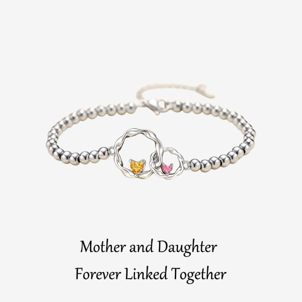 For Mother/Daughter - Customized Birthstones Interlocking Beaded Bracelet