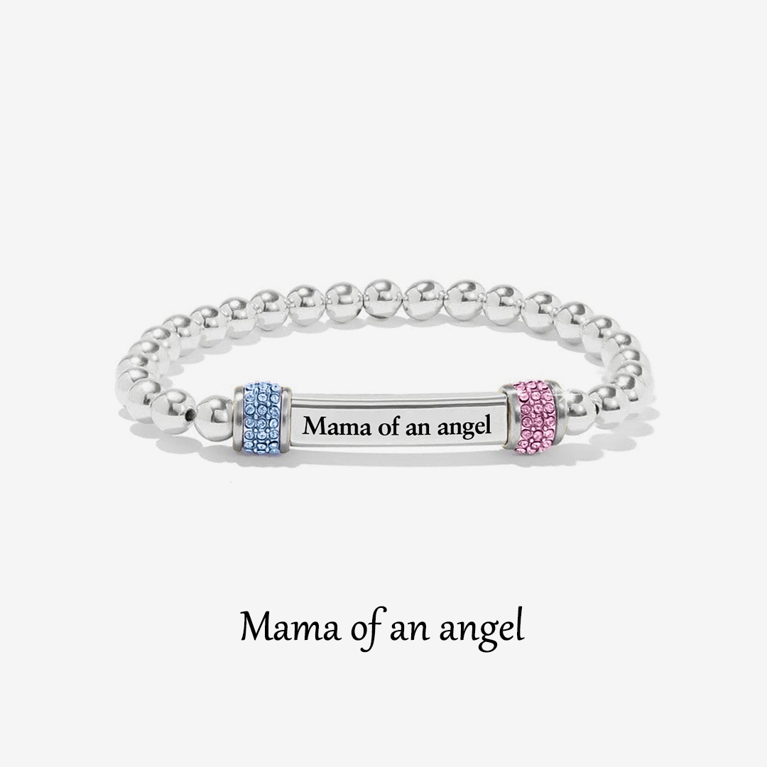 Mama of an Angel Pink & Blue Diamond Bead Bracelet
