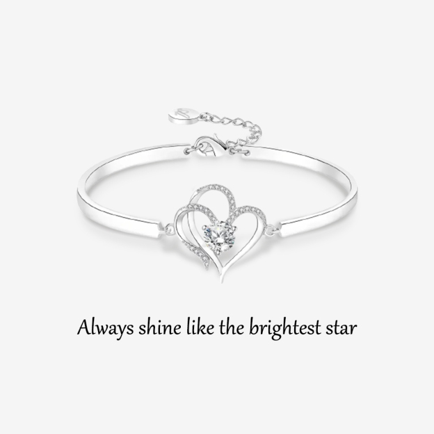 For Bonus Daughter- We Love You So Much Double Hearts And Diamonds Bracelet