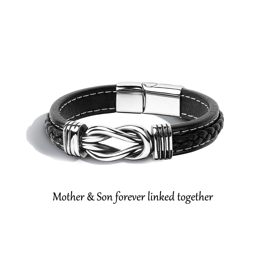 For Son - Mother & Son A link That Can Never Be Undone Black Knot Bracelet