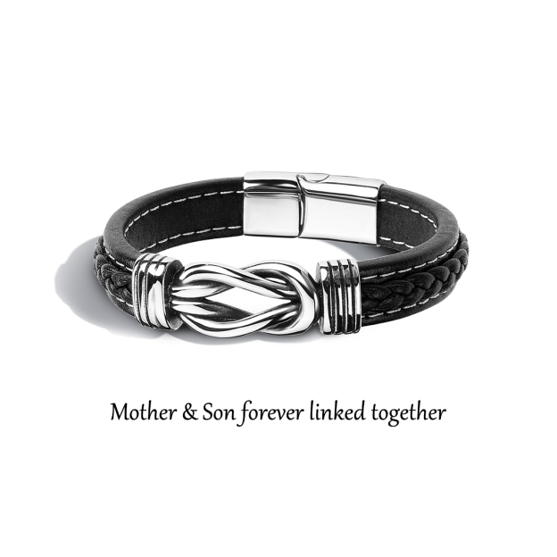 For Son - Mother & Son A link That Can Never Be Undone Black Knot Bracelet