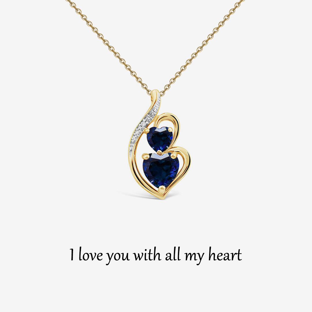 For Bonus Daughter - S925 I love you with all my heart Blue Hearts Necklace