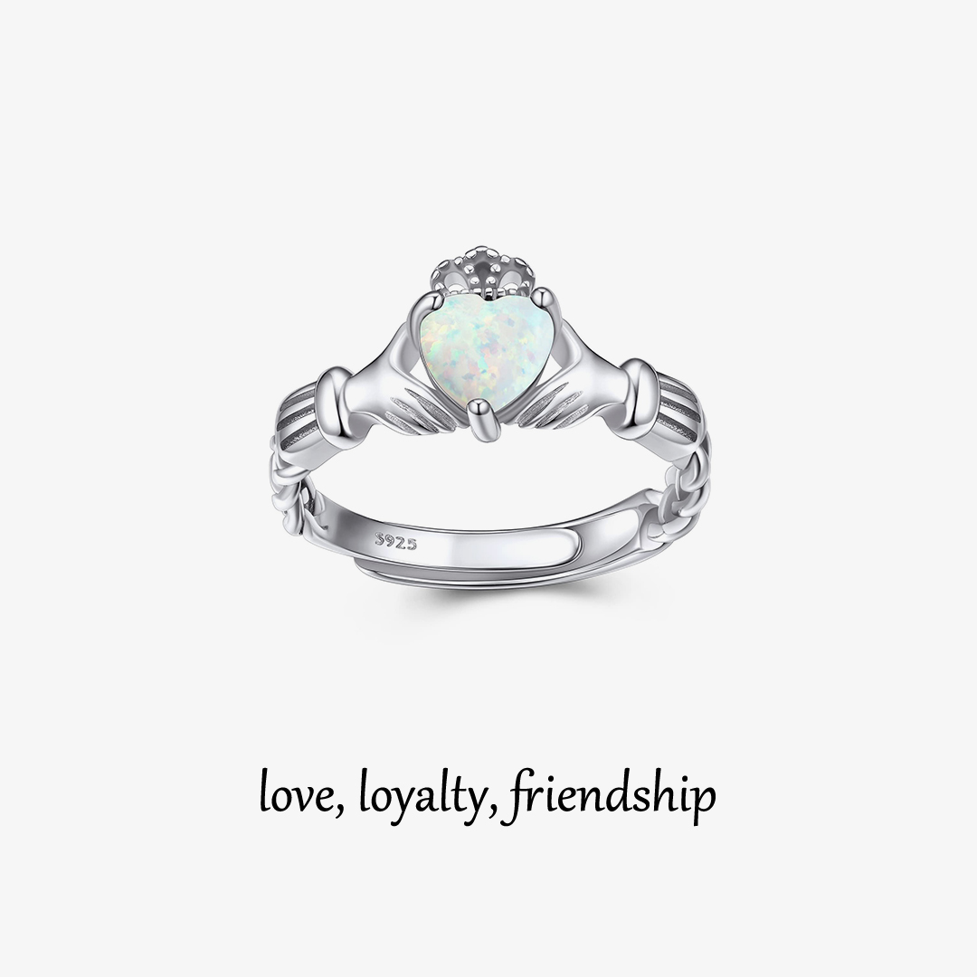 S925 Claddagh Opal Ring Ring