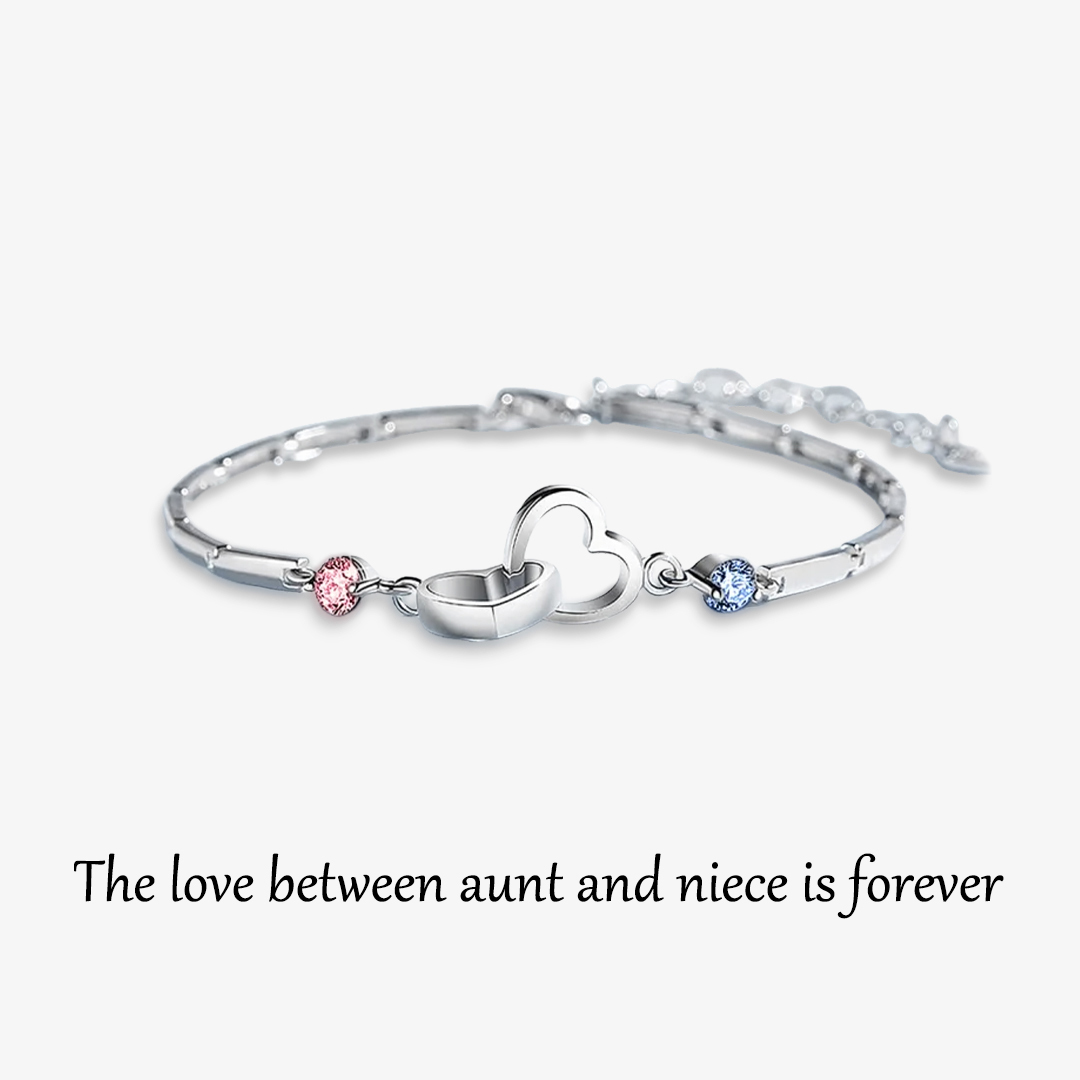 S925 The Love Between Aunt and Niece is Forever Double Heart Bracelet
