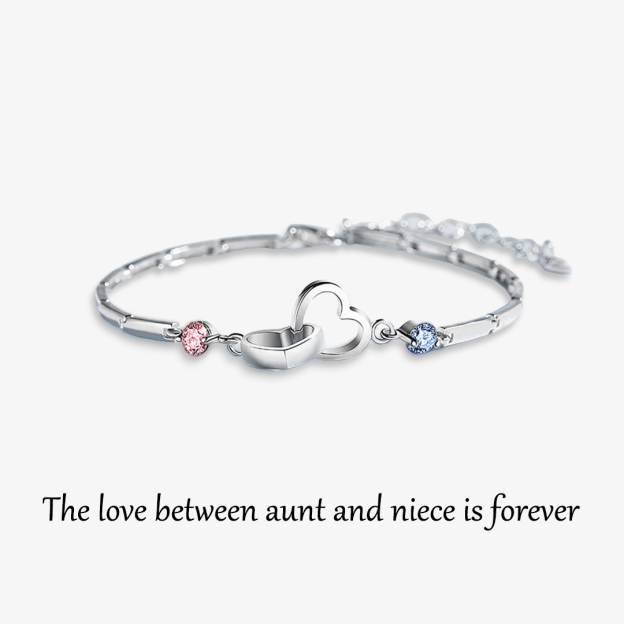 S925 The Love Between Aunt and Niece is Forever Double Heart Bracelet