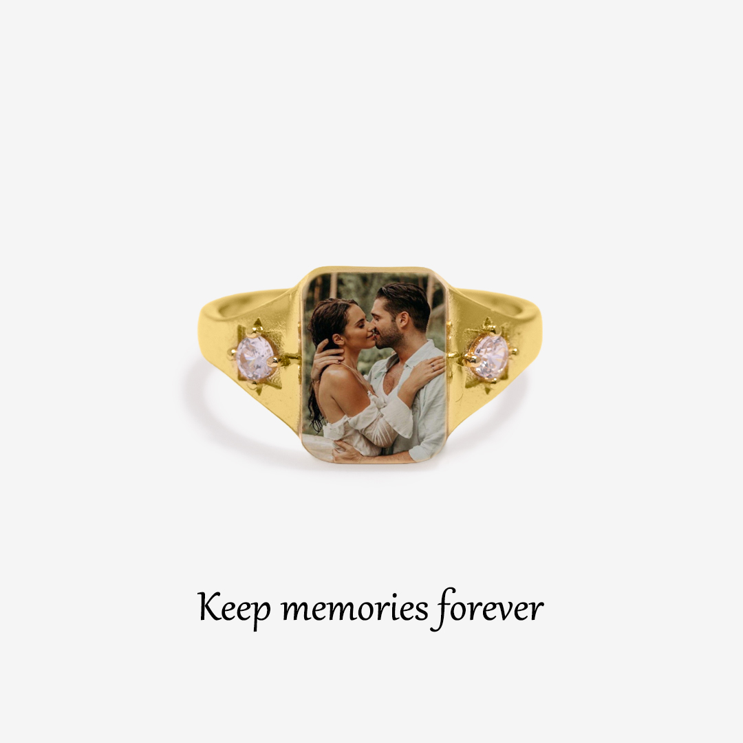 S925 Custom Photo & Birthstone Ring