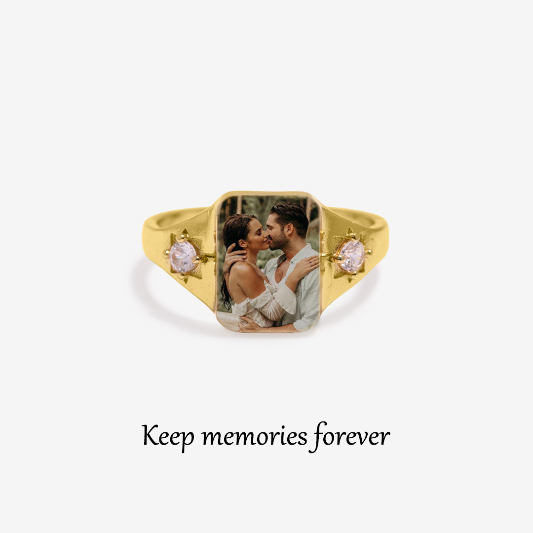 S925 Custom Photo & Birthstone Ring