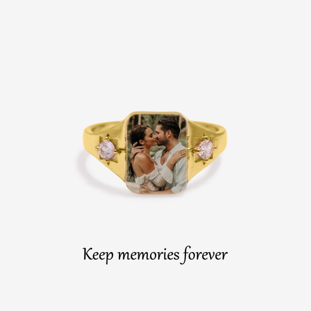 S925 Custom Photo & Birthstone Ring