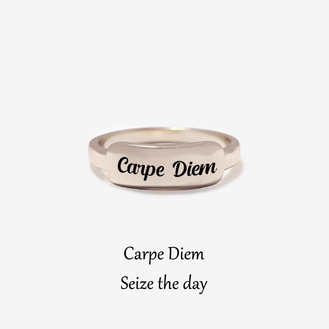 Carpe Diem Dainty Bar Ring