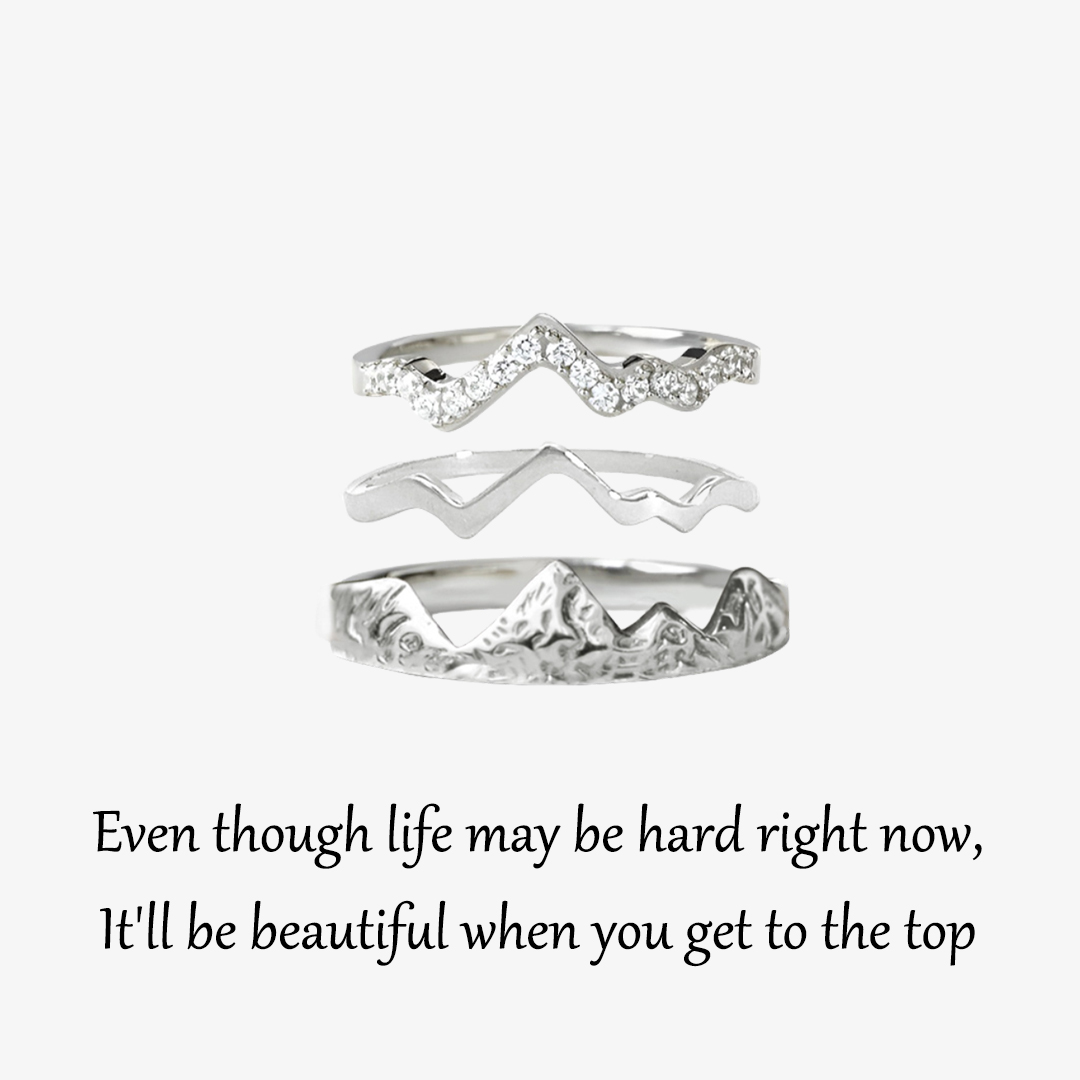 S925 Keep Climbing It'll Be Beautiful When You Get to the Top Mountain Ring