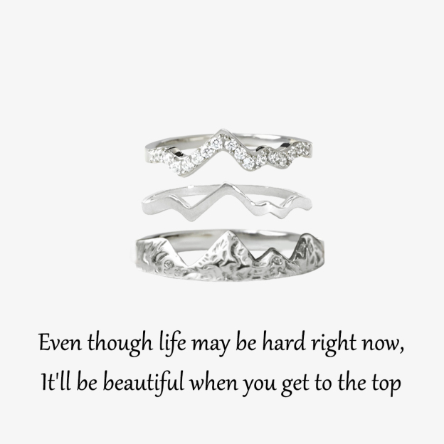 S925 Keep Climbing It'll Be Beautiful When You Get to the Top Mountain Ring