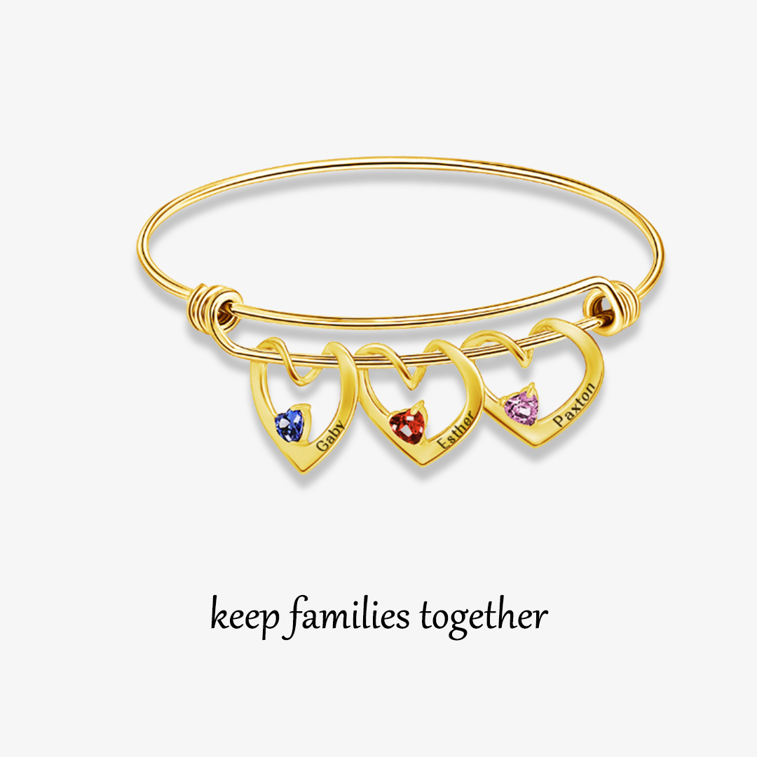 For Mom- Name And Birthstone Custom bangle