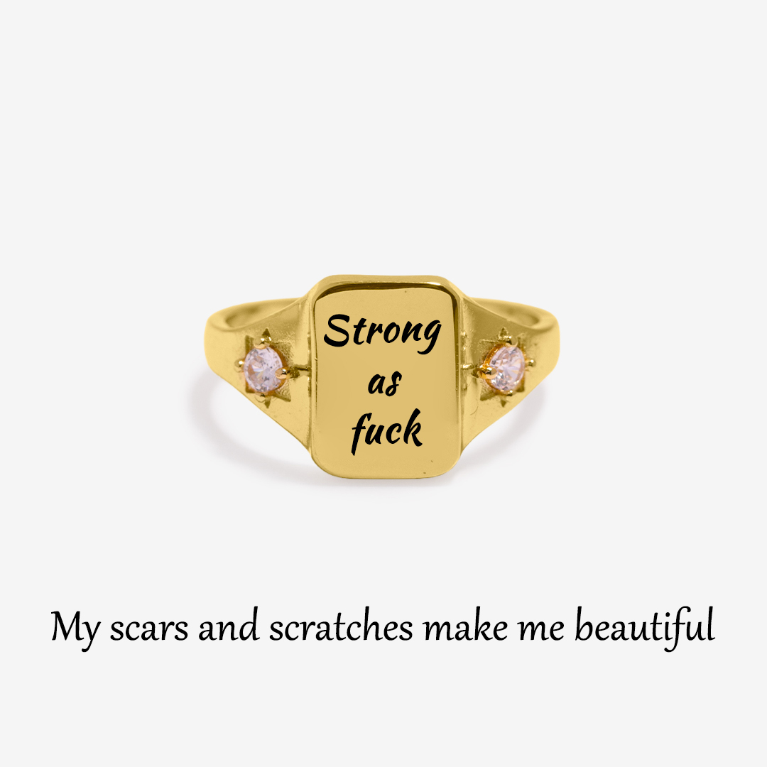 S925 My scars and scratches make me beautiful Square Ring 