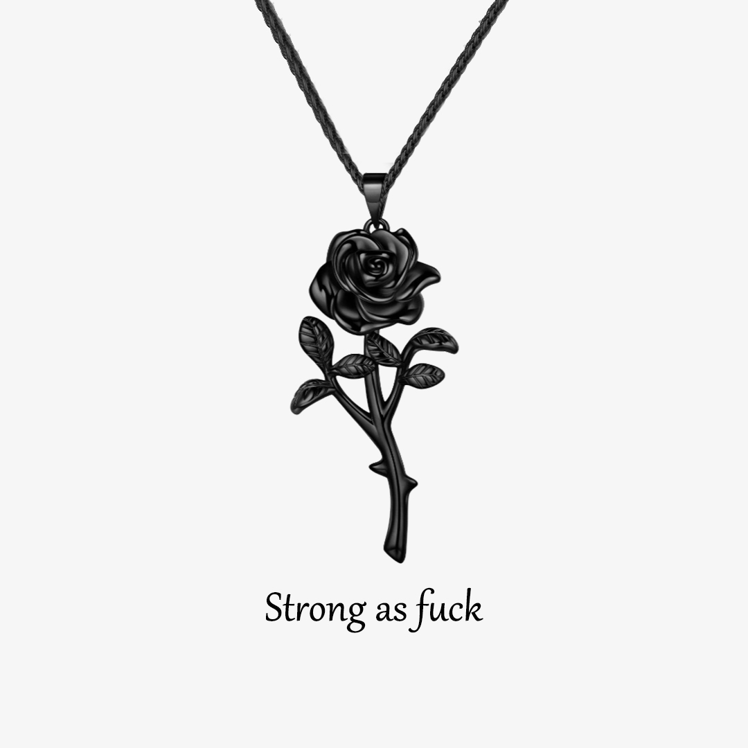 Black rose stands for survival Necklace