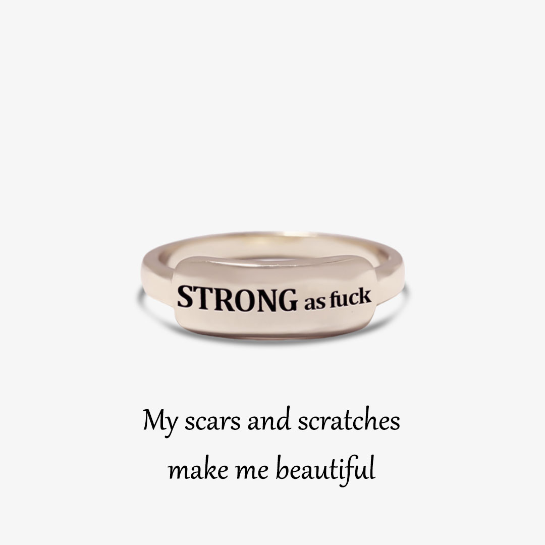 I am strong as fuck Dainty Bar Ring 