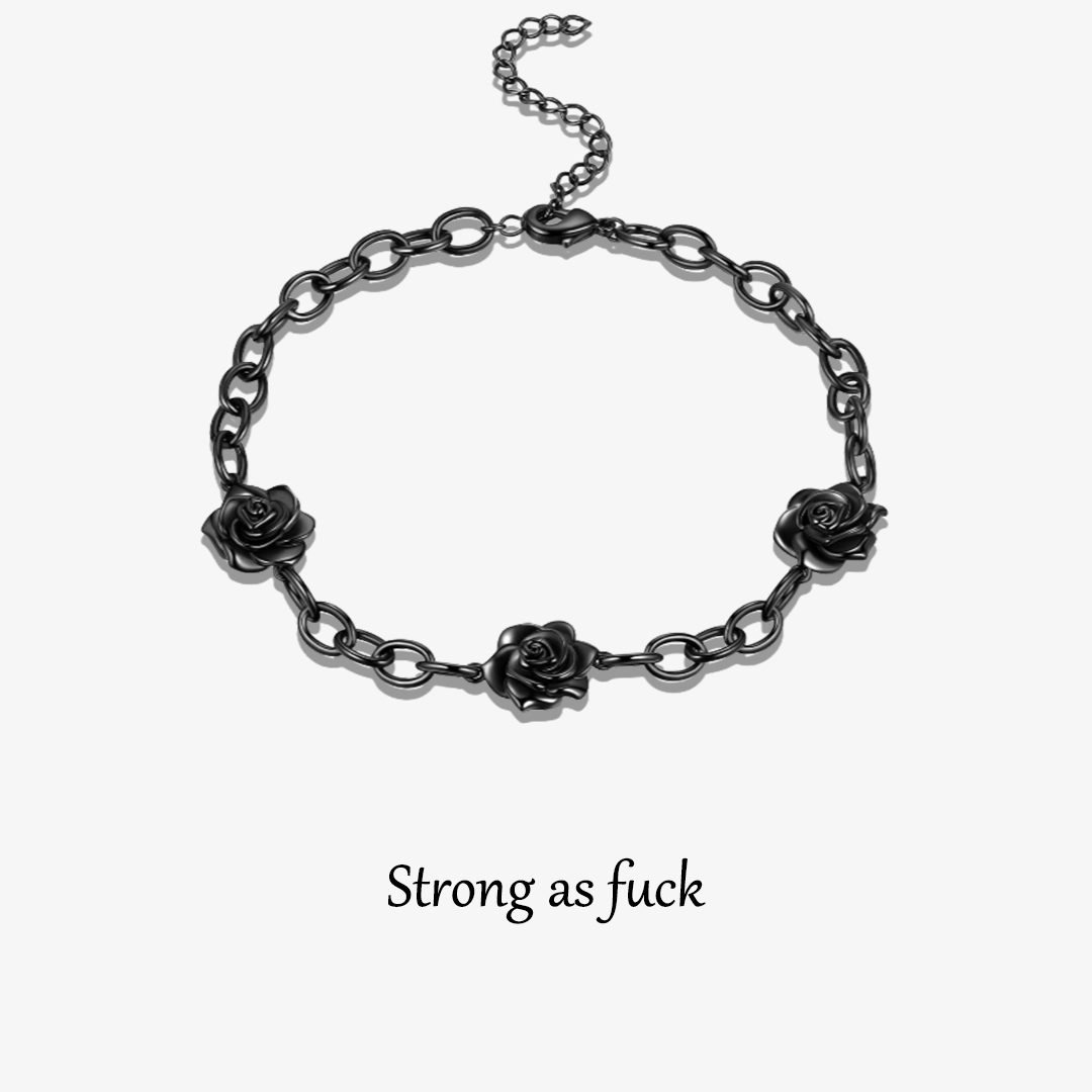 Black rose stands for survival Open Bracelet