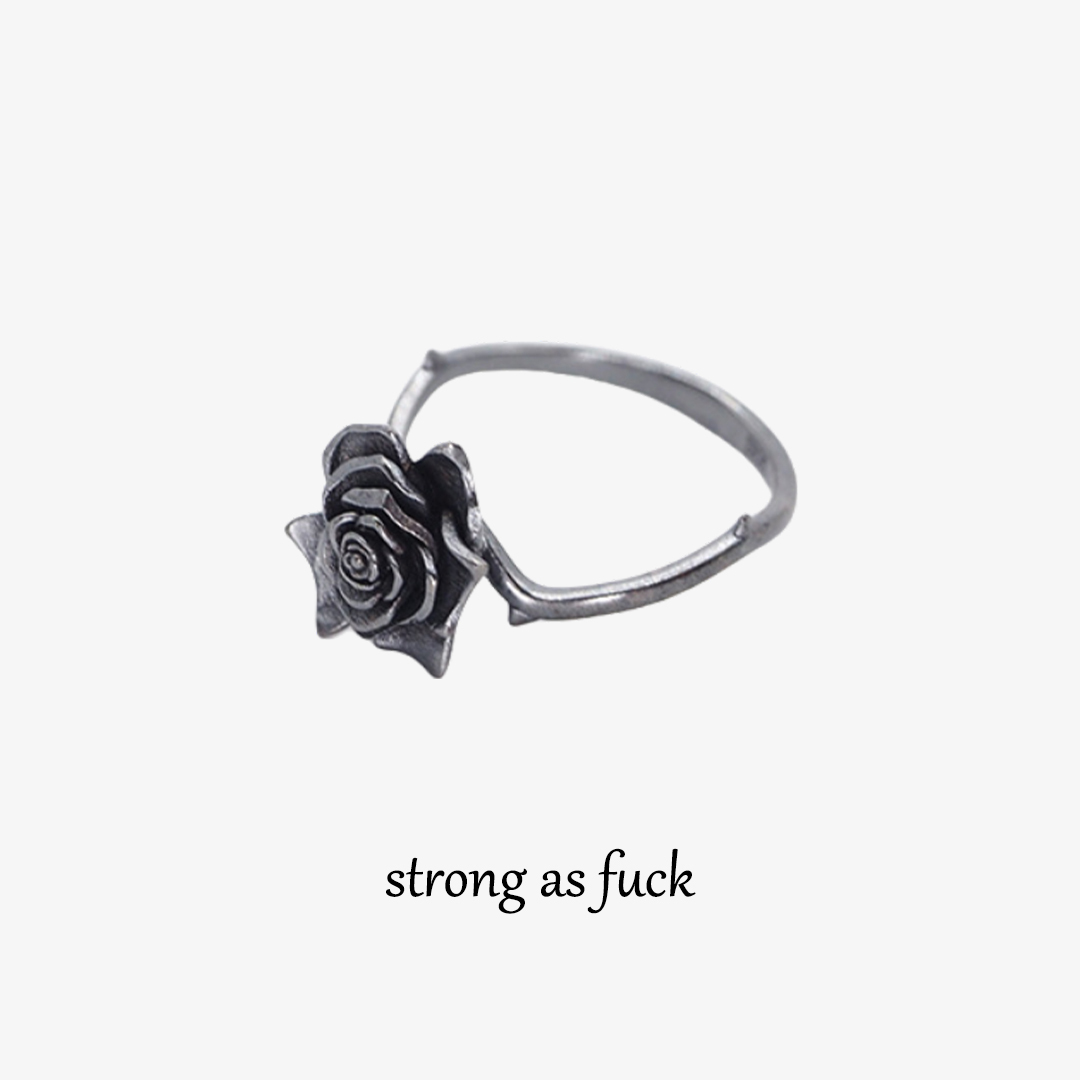  Strong as fuck Black rose Ring