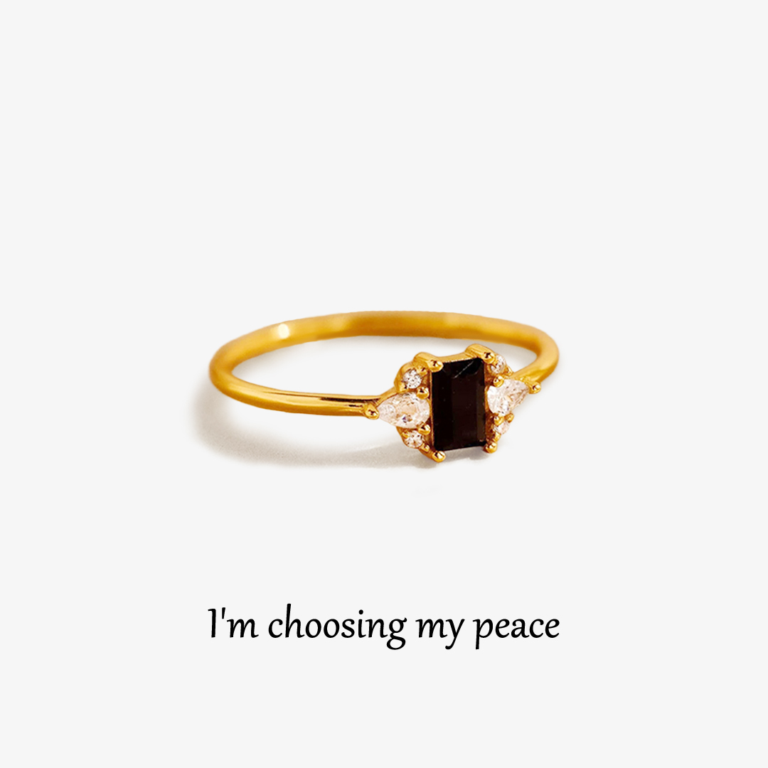 For Self - Self Love Black Square Diamond Ring