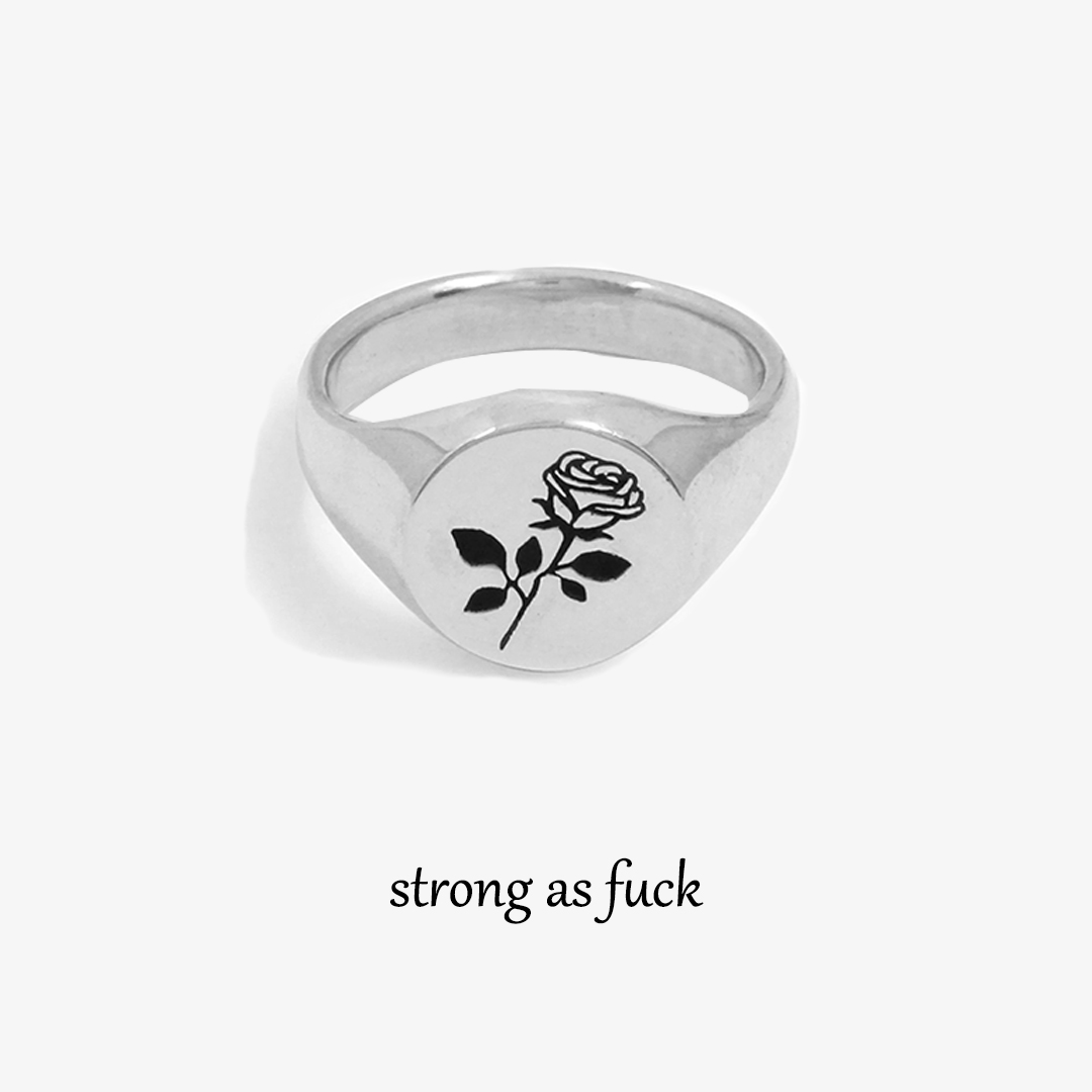 Rose Signet Ring in Sterling Silver
