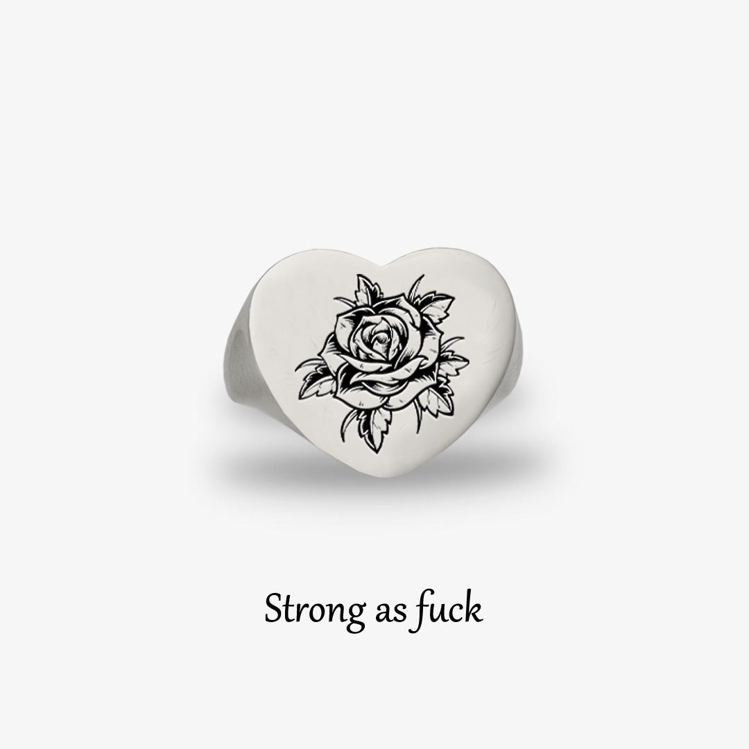 Black rose stands for survival Love Ring