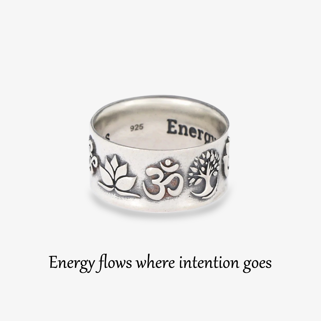 Symbolic Energy Flow Sterling Silver Band Ring