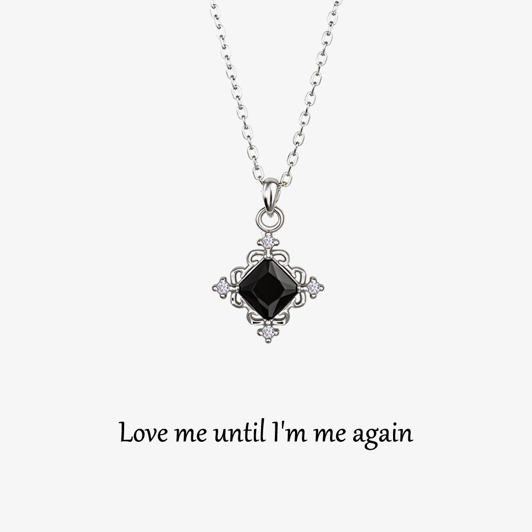 For Self-Black Square Diamond Necklace