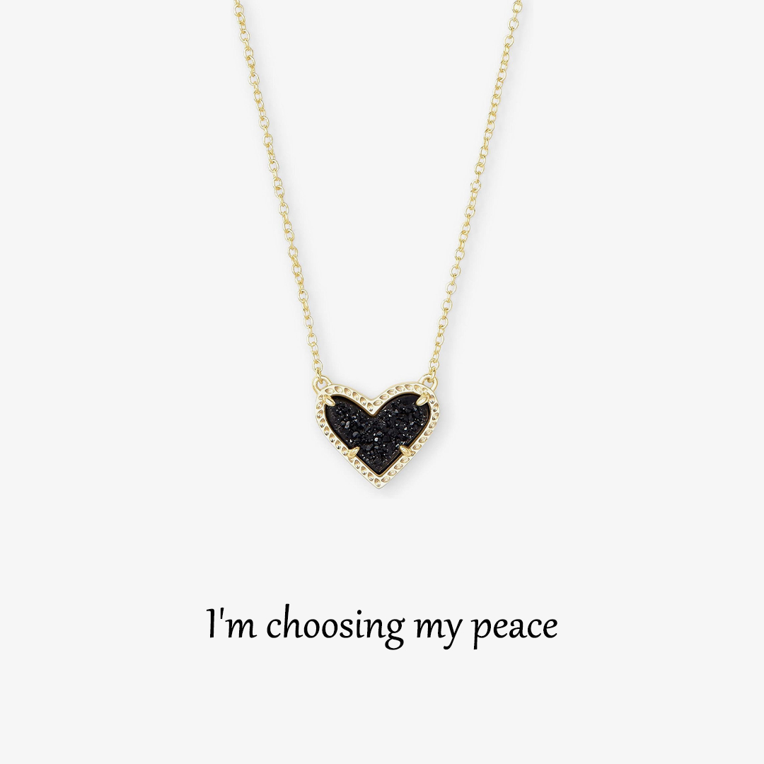 For Self -Self Love  Sparkling Black Diamond Heart Necklace
