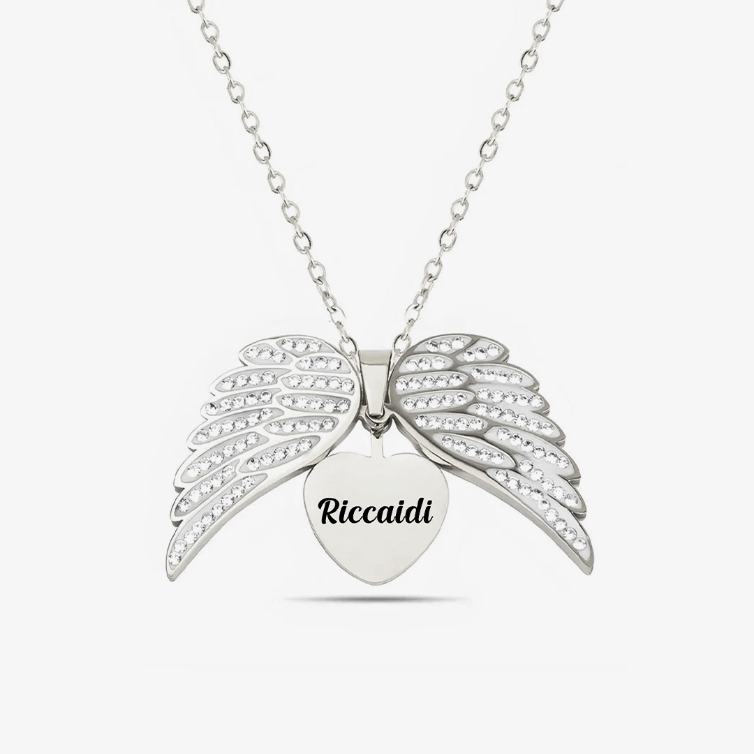 For Memorial - Custom Name Heart Wing Necklace