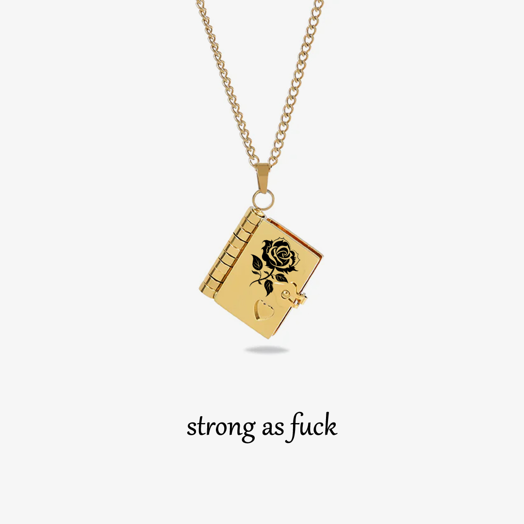 For Self-Rose Book Pendant Necklace