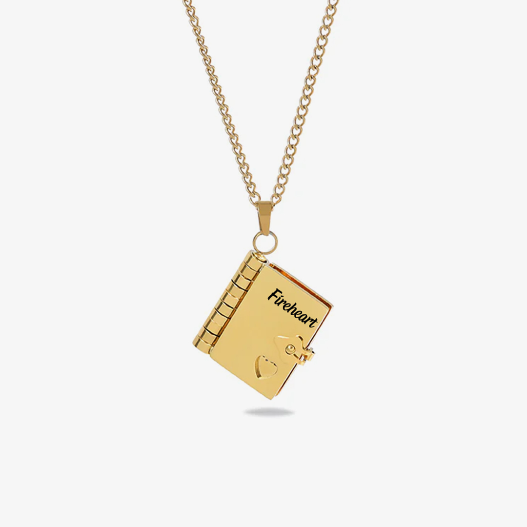 Burning Heart Book Necklace