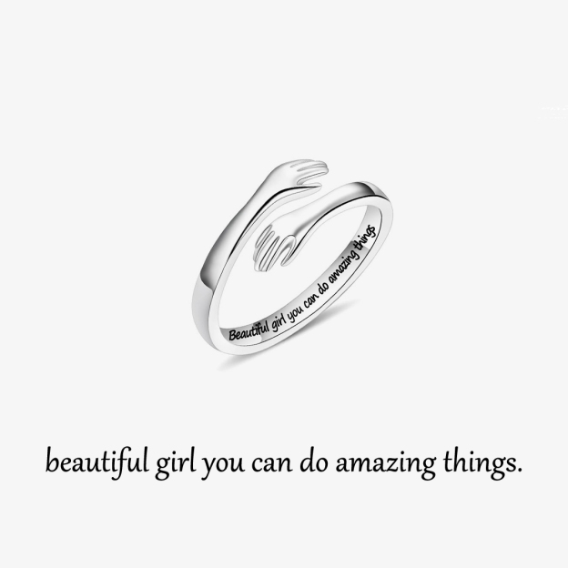 Beautiful girl lettering hug ring