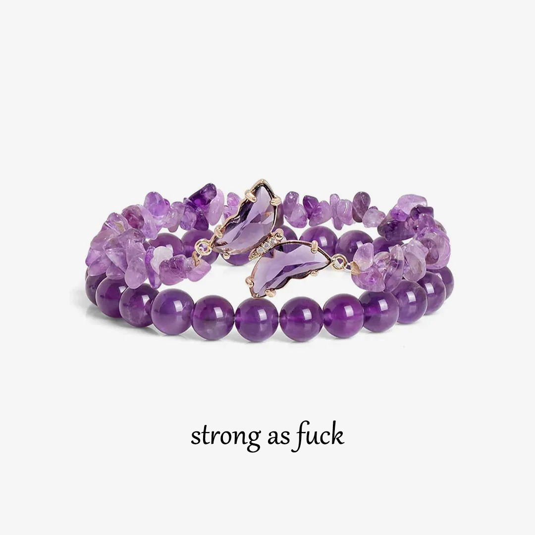 They Fly With Us Every Day Double-layer crystal butterfly bracelet