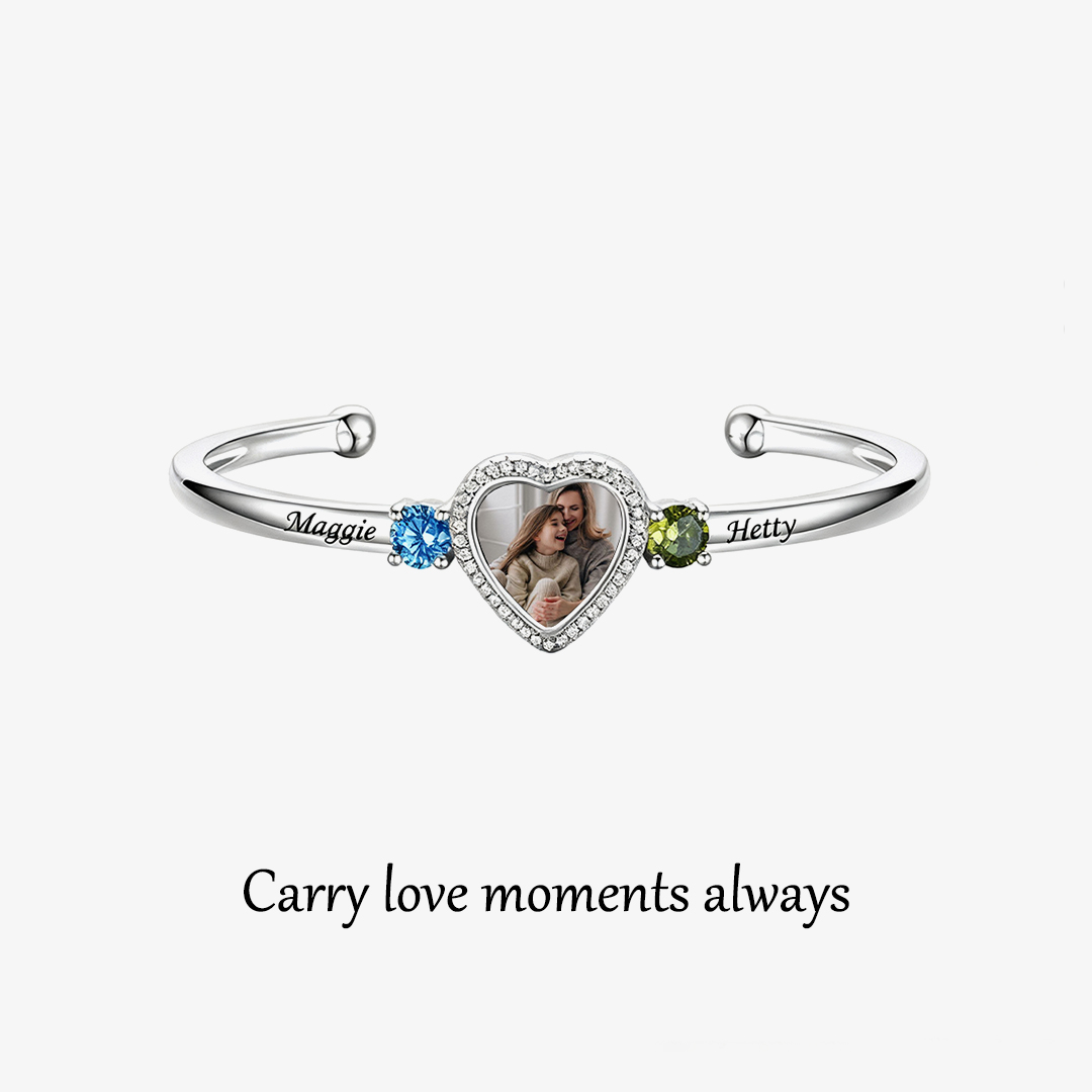 Custom Photo Birthstone Love Moment Carrying Bracelet