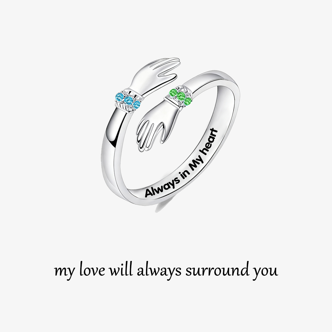 For Granddaughter - S925 Always With You  Custom Birthstone Hug Ring