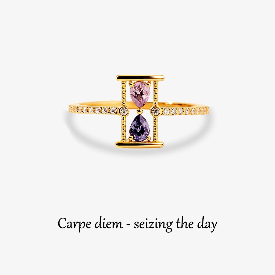 Carpe Diem Hourglass Double Diamond Ring