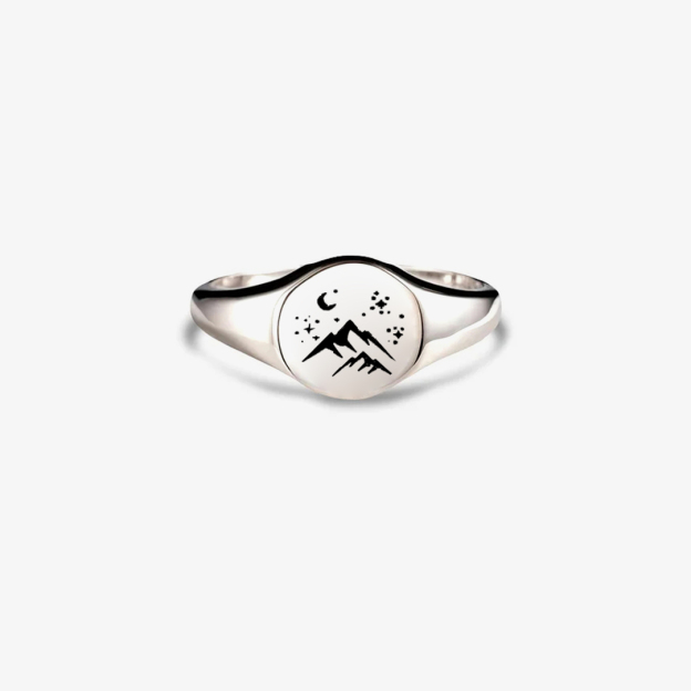 Keep Climbing Mountain Signet Round Ring