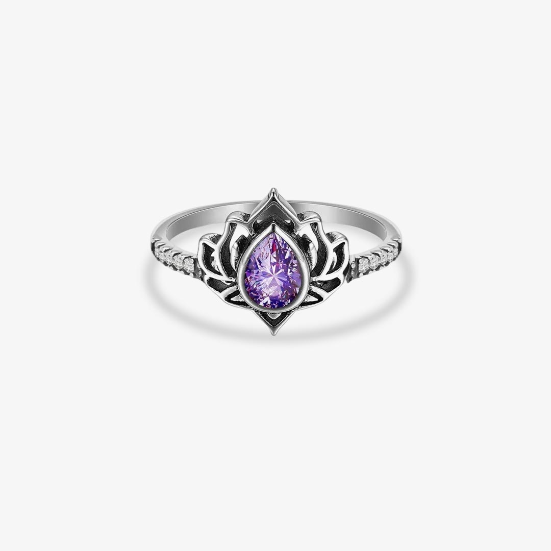 Alzheimer Dementia Awareness Purple Lotus Ring