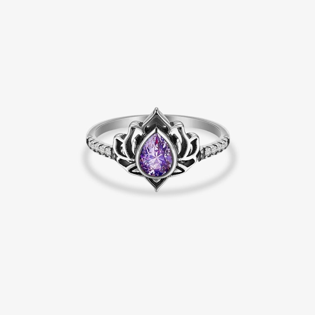 Alzheimer Dementia Awareness Purple Lotus Ring