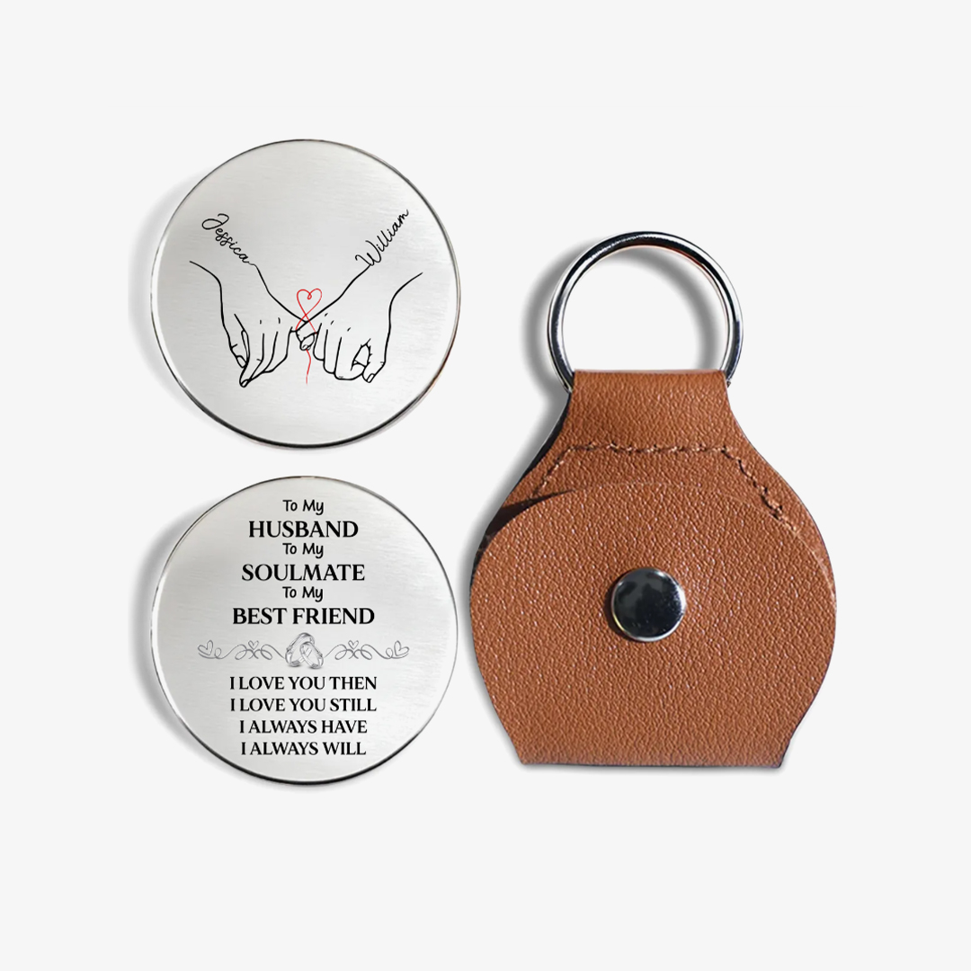 For Love-Personalized Couple Hand-Holding Name Coin