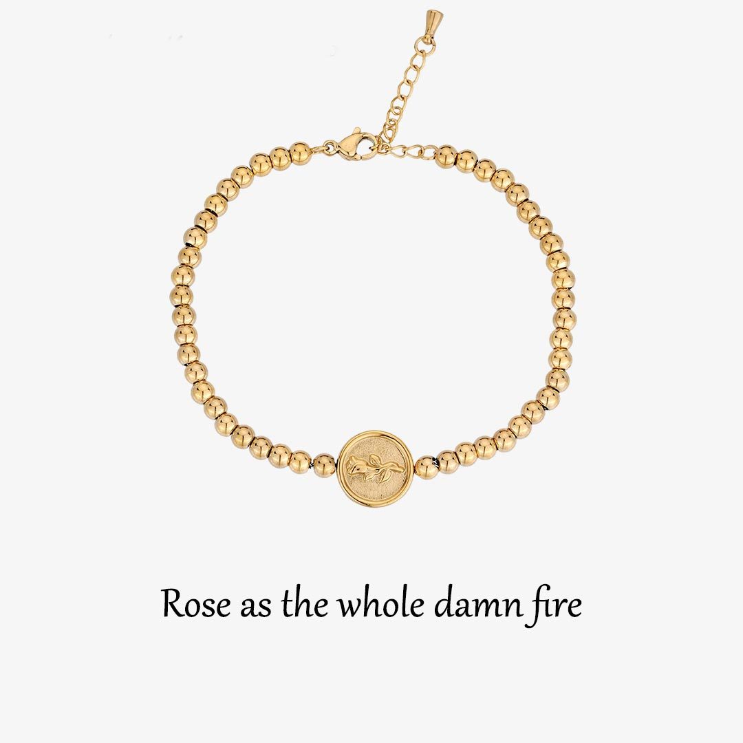 For Self-Made Of Fire Rose Print Beaded Bracelet