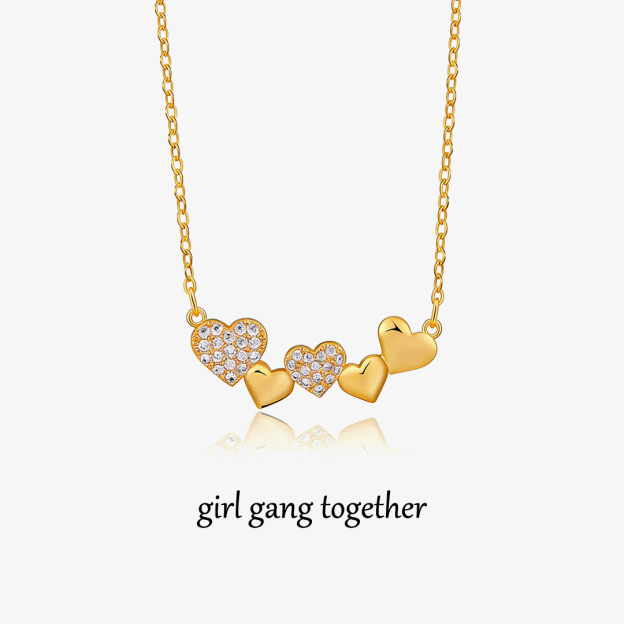 For Friends-Girl Gang Five Heart Necklace 👑