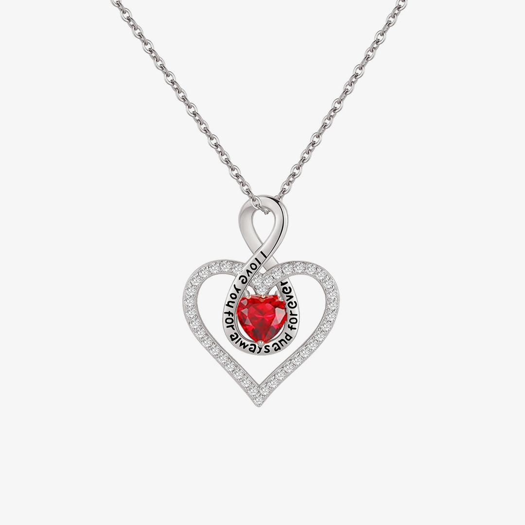 For Mom - I Love You Diamond Infinity Heart Necklace