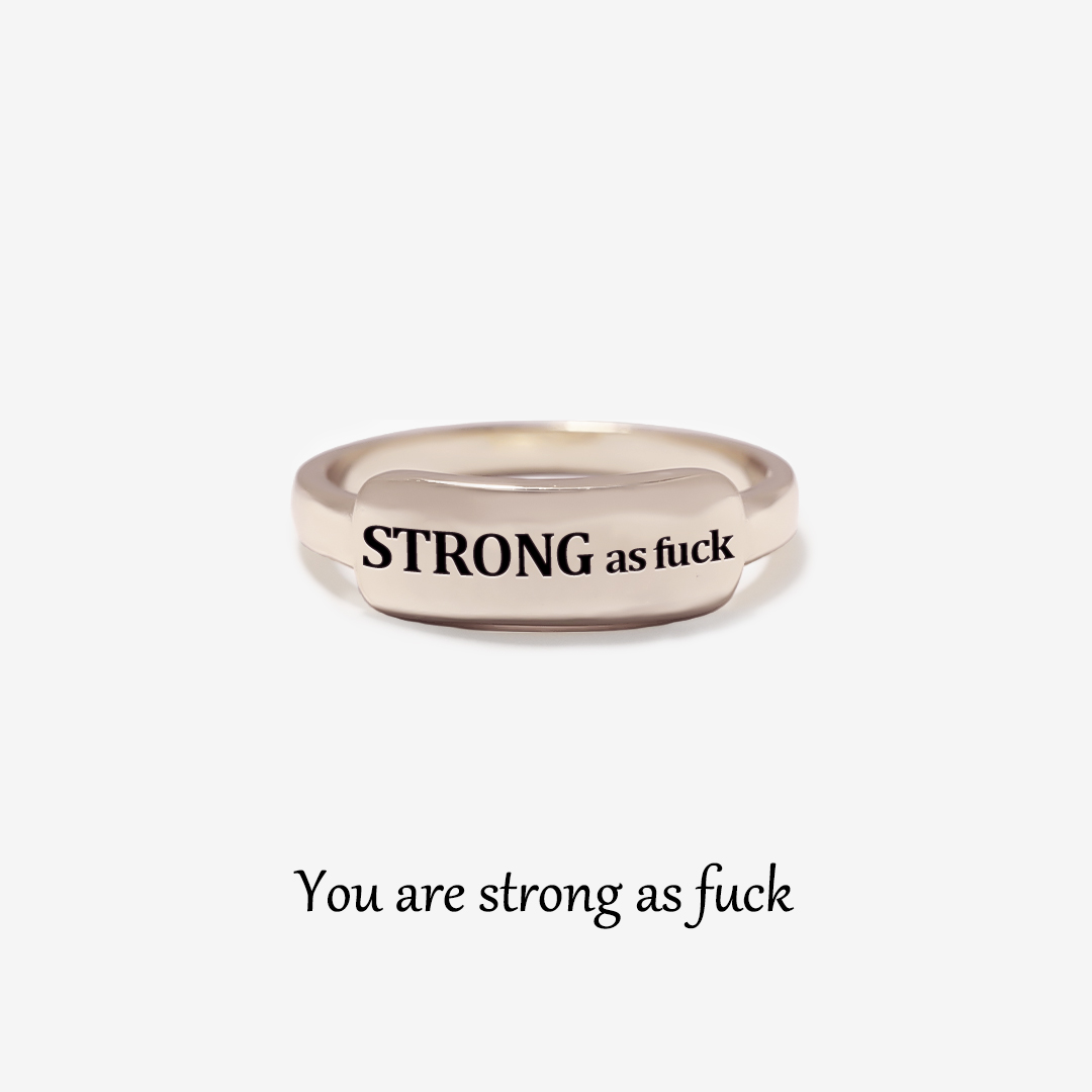 You Are Strong As Fuck Dainty Bar Ring 