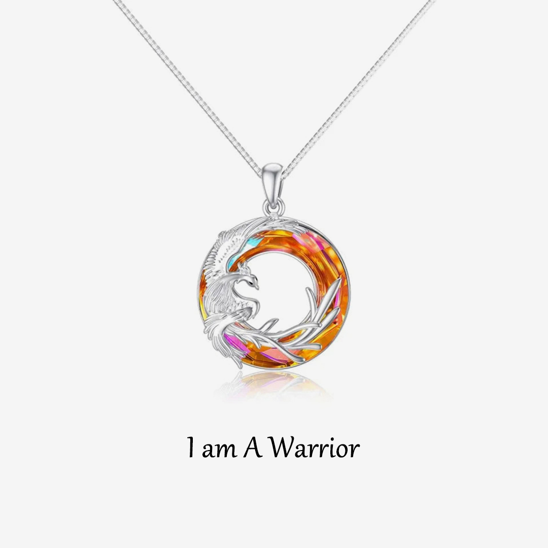 S925 I am A Warrior The Ashes Phoenix Crystal Necklace 